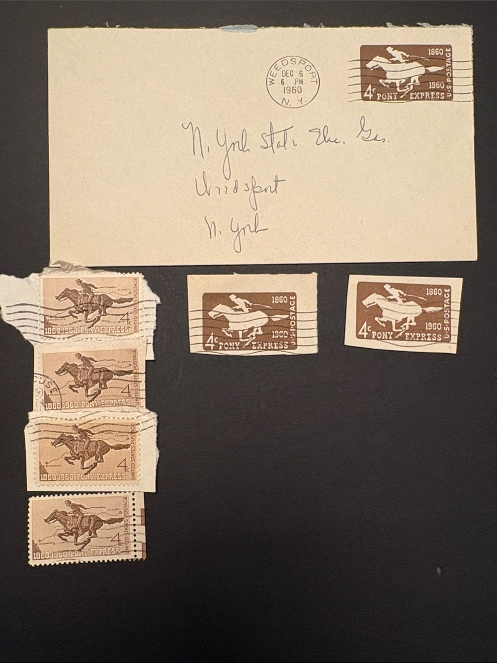 Lot 102: Vintage 1960 Pony Express 4¢ US Stamps - Brown Postal Collection